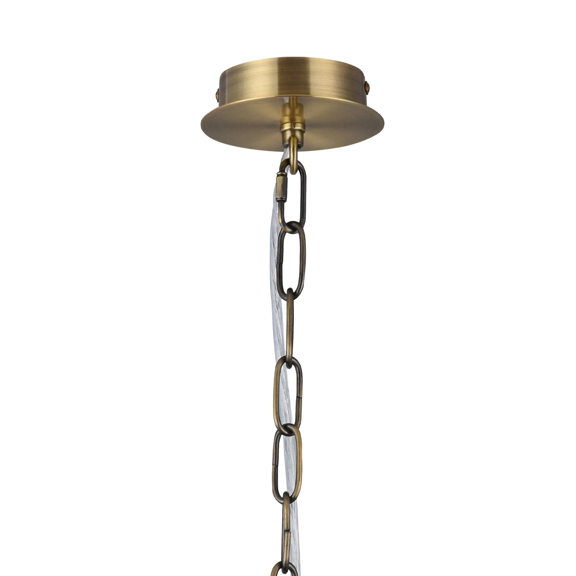 Banyan 3 Light Multi Arm Pendant With 45cm x 15cm Organza Shade Antique Brass/Grey DK0871  Deco Banyan AB GR